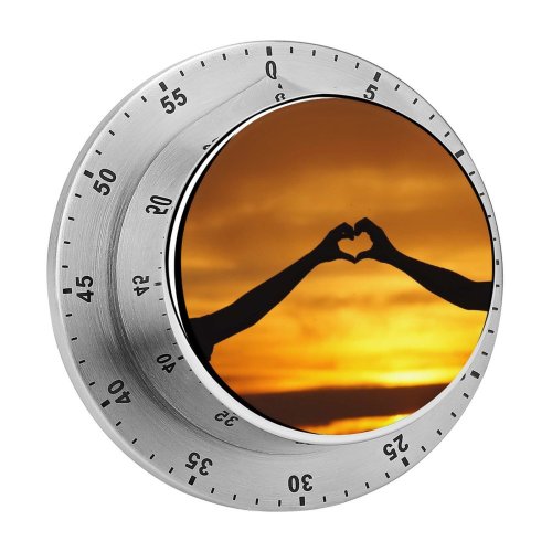 yanfind Timer Love Heart Hands Together Silhouette Lovers Couple Sunset 60 Minutes Mechanical Visual Timer