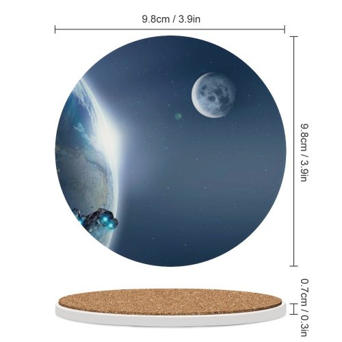 yanfind Ceramic Coasters (round) Space Spaceship   Planets Family Game Intellectual Educational Game Jigsaw Puzzle Toy Set