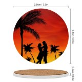 yanfind Ceramic Coasters (round) Love Couple Palm Trees Sky Sunset Silhouette Romance Family Game Intellectual Educational Game Jigsaw Puzzle Toy Set