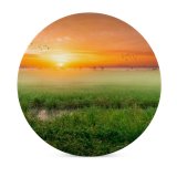 yanfind Ceramic Coasters (round) Sunrise Paddy Fields Landscape Countryside Agriculture Morning Scenic Family Game Intellectual Educational Game Jigsaw Puzzle Toy Set