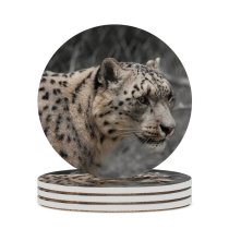 yanfind Ceramic Coasters (round) William Warby Snow Leopard Wildlife Big Cat Family Game Intellectual Educational Game Jigsaw Puzzle Toy Set