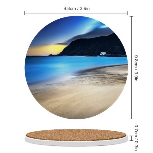 yanfind Ceramic Coasters (round) Lowe Rehnberg Grotlesanden Beach Norway Coastal Landscape Exposure Seascape Ocean Mountains Turquoise Family Game Intellectual Educational Game Jigsaw Puzzle Toy Set