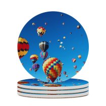 yanfind Ceramic Coasters (round) Hot  Balloons Festival Colorful Sky Family Game Intellectual Educational Game Jigsaw Puzzle Toy Set