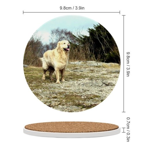 yanfind Ceramic Coasters (round) Tree  Plants Flowers Wood Walk Hill Foliage Dog Stone Wall Golden Family Game Intellectual Educational Game Jigsaw Puzzle Toy Set