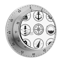 yanfind Timer Stamp Distressed Fish Wheel Rubber Sea Horse Sailboat Damaged Sailing Ship Grunge 60 Minutes Mechanical Visual Timer