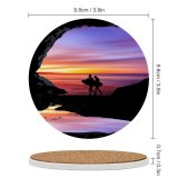 yanfind Ceramic Coasters (round) Beach Silhouette Cave Surfboard Sea Ocean Purple Sky Sunset Family Game Intellectual Educational Game Jigsaw Puzzle Toy Set