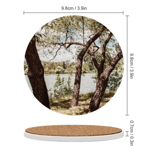 yanfind Ceramic Coasters (round) Images Landscape Wallpapers Plant Lake Outdoors Tree Summer Trunk Time Pictures Creative Family Game Intellectual Educational Game Jigsaw Puzzle Toy Set