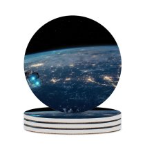 yanfind Ceramic Coasters (round) Space SciFi  Spaceship Night Family Game Intellectual Educational Game Jigsaw Puzzle Toy Set