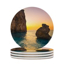 yanfind Ceramic Coasters (round) Lowe Rehnberg Milos Beach Greece Lefkada Island Lone Rock Sunset Clear Sky Family Game Intellectual Educational Game Jigsaw Puzzle Toy Set