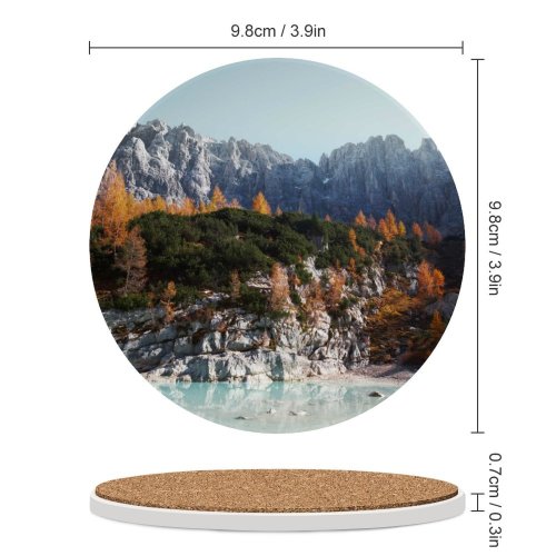 yanfind Ceramic Coasters (round) Luca Bravo Sorapiss Mountains Dolomites Rocks Trees Italy Family Game Intellectual Educational Game Jigsaw Puzzle Toy Set