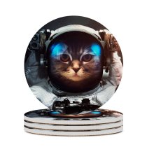 yanfind Ceramic Coasters (round) Vadim Sadovski Space Space Suit Cat Asteroids Astronaut Family Game Intellectual Educational Game Jigsaw Puzzle Toy Set