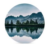 yanfind Ceramic Coasters (round) Mountains Lake Riven Reflection Trees Family Game Intellectual Educational Game Jigsaw Puzzle Toy Set