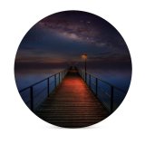 yanfind Ceramic Coasters (round) Hmetosche Wooden Pier Night Sky  Galaxy Milky Way Seascape Dark Family Game Intellectual Educational Game Jigsaw Puzzle Toy Set