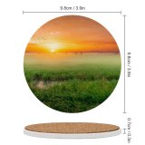 yanfind Ceramic Coasters (round) Sunrise Paddy Fields Landscape Countryside Agriculture Morning Scenic Family Game Intellectual Educational Game Jigsaw Puzzle Toy Set