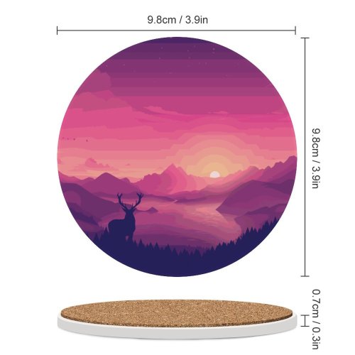 yanfind Ceramic Coasters (round) Coyle Scenery Lakeside Sunset Lake Landscape Scenic Panorama Family Game Intellectual Educational Game Jigsaw Puzzle Toy Set