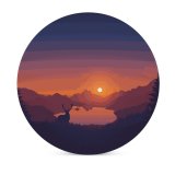 yanfind Ceramic Coasters (round) Coyle Lakeside Sunset Deer Minimal Art Landscape Scenic Panorama Family Game Intellectual Educational Game Jigsaw Puzzle Toy Set