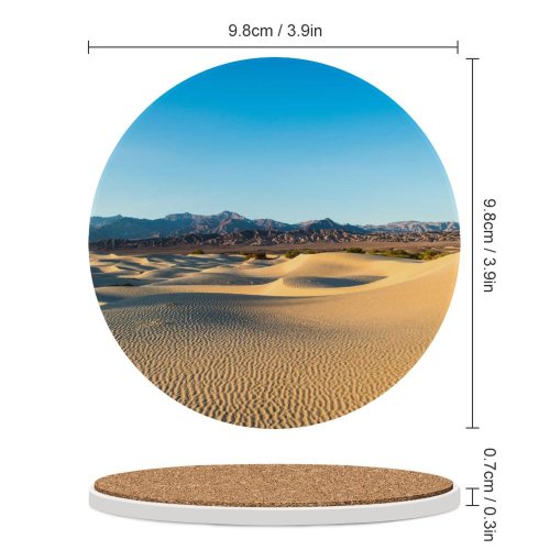 yanfind Ceramic Coasters (round) Youen California Death Valley Dessert California Sand Dunes Sky  Range Sunrise Family Game Intellectual Educational Game Jigsaw Puzzle Toy Set