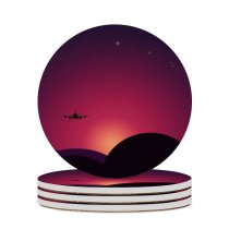 yanfind Ceramic Coasters (round) Chiara Lily Plane Sunset Starry Sky Sky Family Game Intellectual Educational Game Jigsaw Puzzle Toy Set