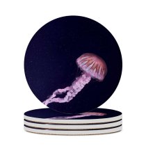 yanfind Ceramic Coasters (round) Black Dark Jellyfish Dark Sea  Aquarium Underwater Glowing Family Game Intellectual Educational Game Jigsaw Puzzle Toy Set