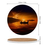 yanfind Ceramic Coasters (round) Sunset Boat Silhouette Dusk Family Game Intellectual Educational Game Jigsaw Puzzle Toy Set