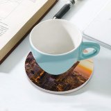 yanfind Ceramic Coasters (round) Chicago Cityscape Skyscrapers Dawn Sunset City Lights Illinois USA Family Game Intellectual Educational Game Jigsaw Puzzle Toy Set