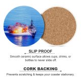 yanfind Ceramic Coasters (round) Battleship Exploding Navy Warship Aerial Sea USS Iowa Outdoors Reflection Physical Structure Family Game Intellectual Educational Game Jigsaw Puzzle Toy Set