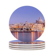 yanfind Ceramic Coasters (round) Valletta Cityscape  Capital City Heritage Ancient Island Family Game Intellectual Educational Game Jigsaw Puzzle Toy Set