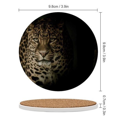 yanfind Ceramic Coasters (round) Black Dark Leopard Wild Dark Family Game Intellectual Educational Game Jigsaw Puzzle Toy Set