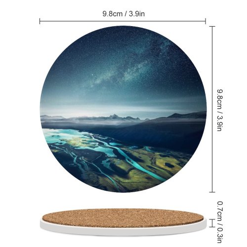 yanfind Ceramic Coasters (round) Grafixart Mountains Starry Sky Night Aerial Landscape Family Game Intellectual Educational Game Jigsaw Puzzle Toy Set