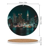 yanfind Ceramic Coasters (round) Sanaan Mazhar York City Skyscrapers Night Cityscape Night City Lights Family Game Intellectual Educational Game Jigsaw Puzzle Toy Set
