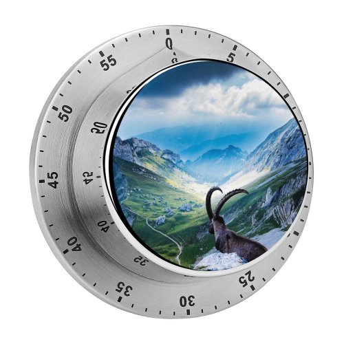 yanfind Timer Robin Kamp Mount Pilatus Goat Landscape Valley Clouds Sunlight Scenic 60 Minutes Mechanical Visual Timer