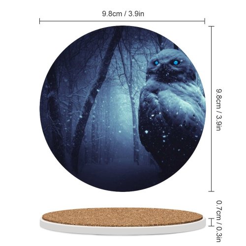 yanfind Ceramic Coasters (round)  Forest Winter Dark Night Eyes Scary Snowfall Family Game Intellectual Educational Game Jigsaw Puzzle Toy Set