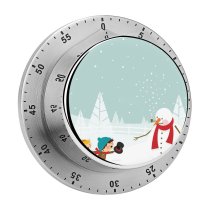 yanfind Timer Snowman Cheerful Sibling Teenager Happiness Snowing Christmas Duffle Snow  Child 60 Minutes Mechanical Visual Timer