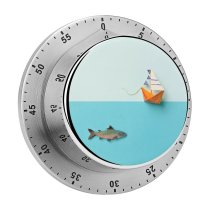 yanfind Timer Fun Vibrant Sea Pastel Fishing Toy Vessel Sailing Lake USA Nautical Fish 60 Minutes Mechanical Visual Timer