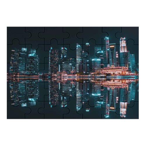 yanfind Picture Puzzle Pang Yuhao Singapore City Skyscrapers  Architecture Night  City Lights Reflection Family Game Intellectual Educational Game Jigsaw Puzzle Toy Set