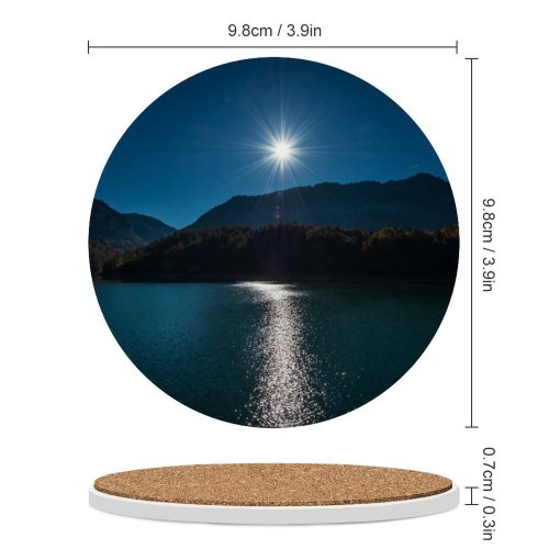 yanfind Ceramic Coasters (round) Olivier Miche Sunny Daytime Landscape  Rays River Mountains Family Game Intellectual Educational Game Jigsaw Puzzle Toy Set