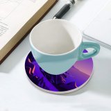yanfind Ceramic Coasters (round) Coastline  Pass Road  Sunset Scenery MacOS Big Sur IOS Family Game Intellectual Educational Game Jigsaw Puzzle Toy Set