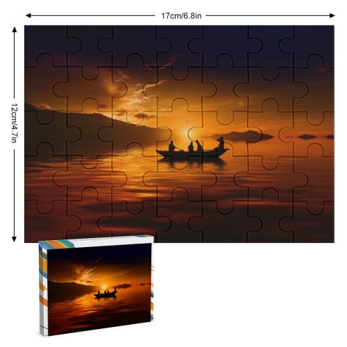 yanfind Picture Puzzle Sunset Boat Silhouette Dusk Family Game Intellectual Educational Game Jigsaw Puzzle Toy Set