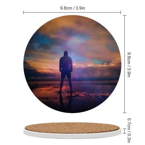 yanfind Ceramic Coasters (round) Zoltan Tasi Beach Planet  Silhouette Cloudy Sky Outdoor Dusk Sunrise Reflection Family Game Intellectual Educational Game Jigsaw Puzzle Toy Set