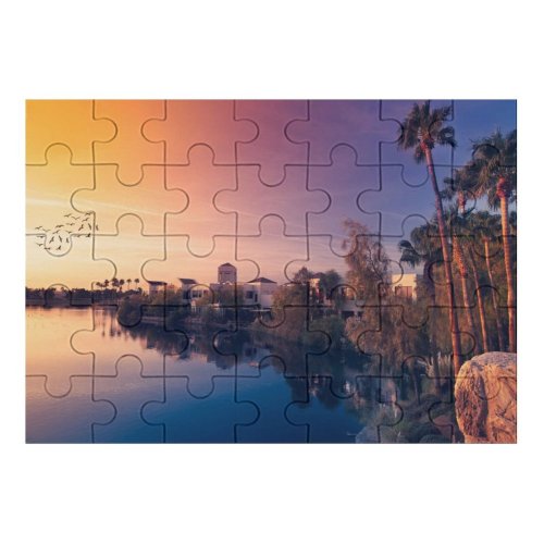 yanfind Picture Puzzle Sunset Purple Sky Colorful Sky Village Palm Trees Flying Birds Reflection Family Game Intellectual Educational Game Jigsaw Puzzle Toy Set