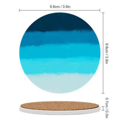 yanfind Ceramic Coasters (round) Dye Sea Watercolor Femininity Advertisement Stroke Turquoise Empty Layered Sky Marketing Slanted Family Game Intellectual Educational Game Jigsaw Puzzle Toy Set