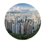 yanfind Ceramic Coasters (round) Hong Kong City Victoria Peak Cityscape Daytime Aerial Skyscrapers Clouds Harbor Family Game Intellectual Educational Game Jigsaw Puzzle Toy Set