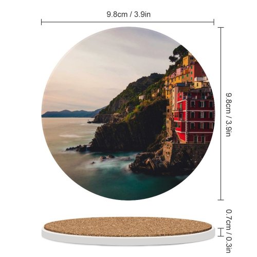 yanfind Ceramic Coasters (round) MatteoRipamonti Riomaggiore Villiage Sunset Cliff Ocean Rocky Coast Italy Family Game Intellectual Educational Game Jigsaw Puzzle Toy Set