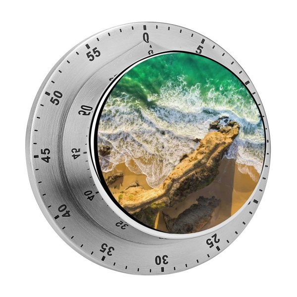 yanfind Timer Romain Guy Seashore Aerial Beach Cliff Ocean  Beautiful Birds  Sand 60 Minutes Mechanical Visual Timer