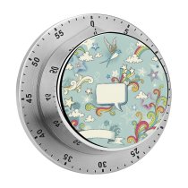 yanfind Timer Doodle Space Swallow Blank  Attitude Cool Rainbow Splattered Award Funky Bird 60 Minutes Mechanical Visual Timer
