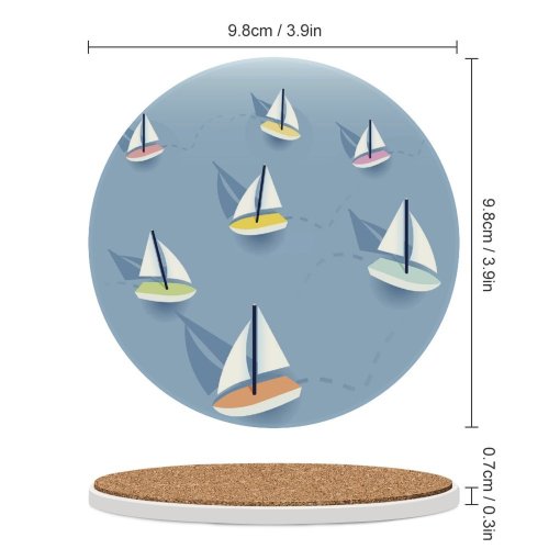 yanfind Ceramic Coasters (round) Sea Pastel Jib Dimensional Art Isometric Regatta Design Journey Toy Travel Exercising Family Game Intellectual Educational Game Jigsaw Puzzle Toy Set