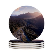 yanfind Ceramic Coasters (round) Fiordland National Park Mountains Sunrise Forest River Zealand Family Game Intellectual Educational Game Jigsaw Puzzle Toy Set