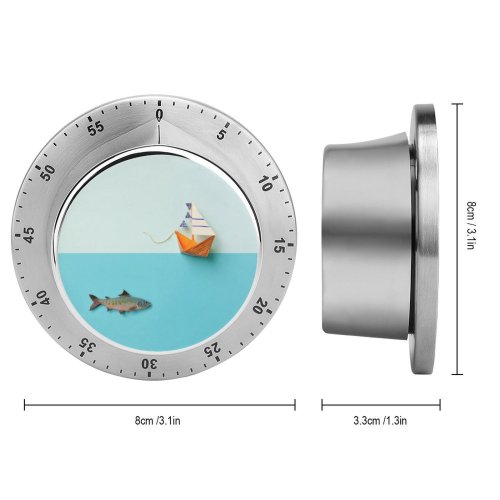 yanfind Timer Fun Vibrant Sea Pastel Fishing Toy Vessel Sailing Lake USA Nautical Fish 60 Minutes Mechanical Visual Timer