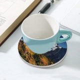 yanfind Ceramic Coasters (round) Sven Muller Meije Mountains Alps Landscape Family Game Intellectual Educational Game Jigsaw Puzzle Toy Set