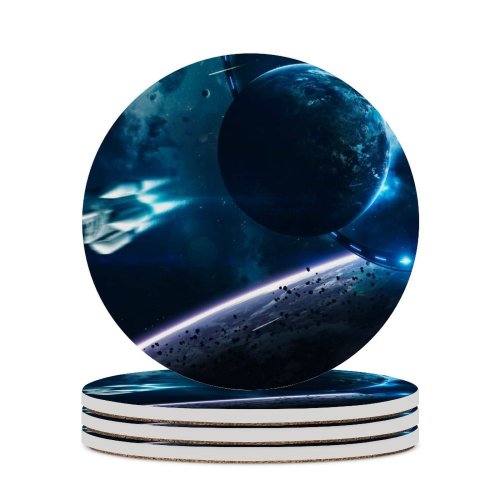 yanfind Ceramic Coasters (round) Vadim Sadovski Space  Planet Gateway Rocket  Asteroids Purple Light Family Game Intellectual Educational Game Jigsaw Puzzle Toy Set